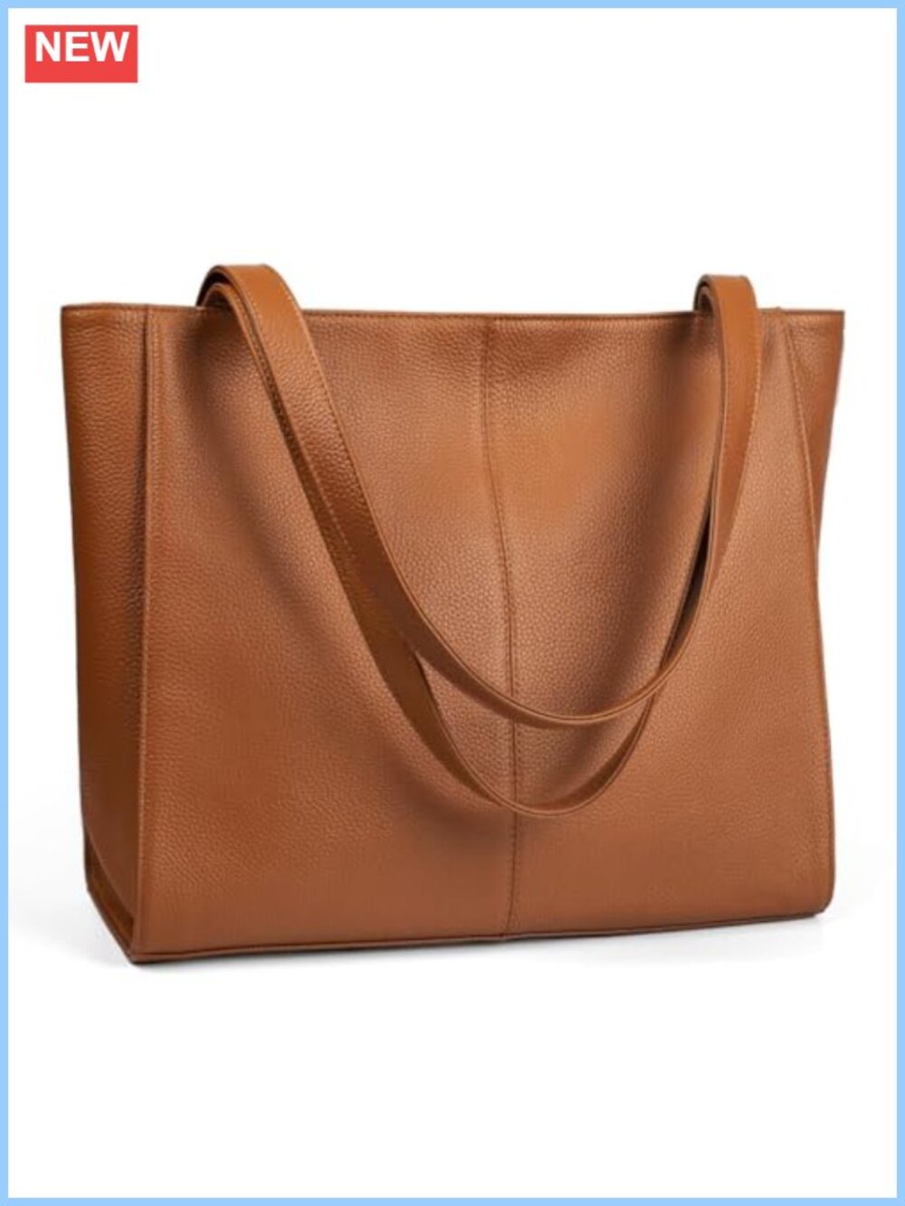 Large Vegan Leather Tote Bag Fits 14 inch Laptop Shoulder Purse